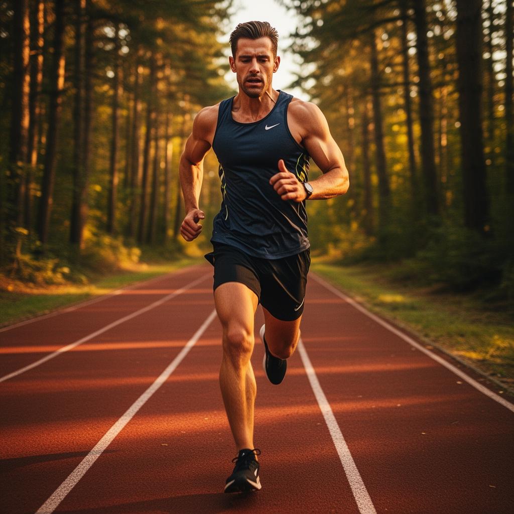 Ambitious runner during an intense interval session